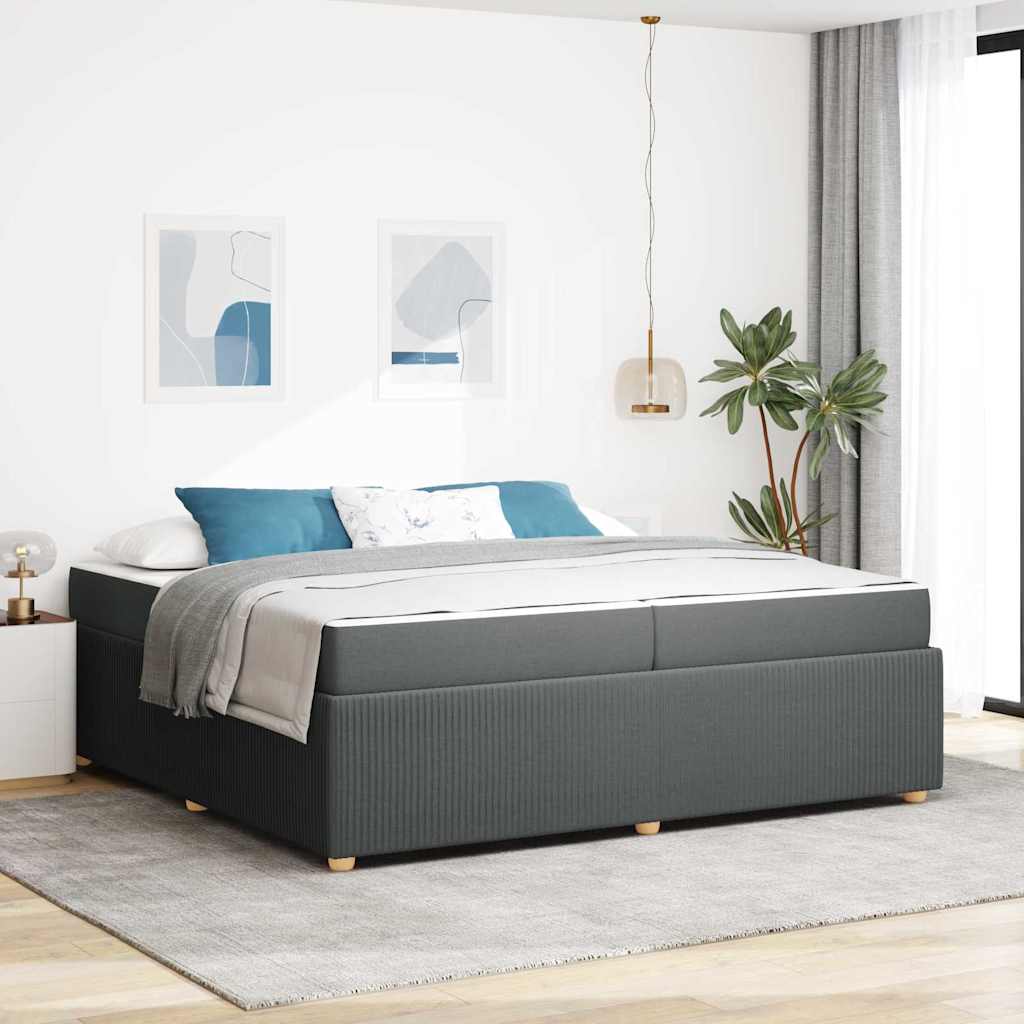 vidaXL Ramka łóżka z materacem Ciemnoszary 200 x 200 cm tkanina