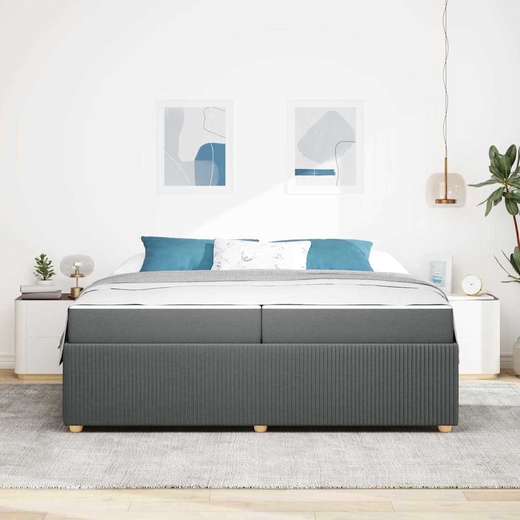 vidaXL Ramka łóżka z materacem Ciemnoszary 200 x 200 cm tkanina
