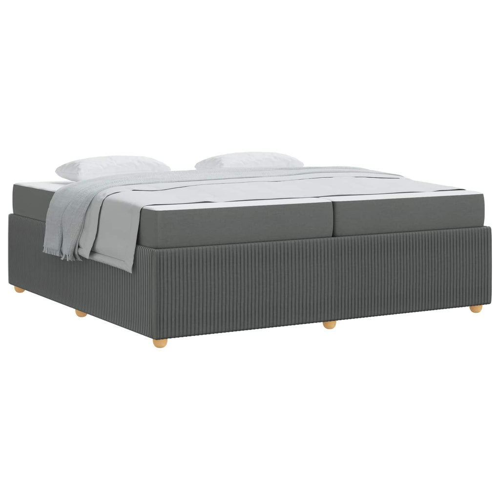 vidaXL Ramka łóżka z materacem Ciemnoszary 200 x 200 cm tkanina