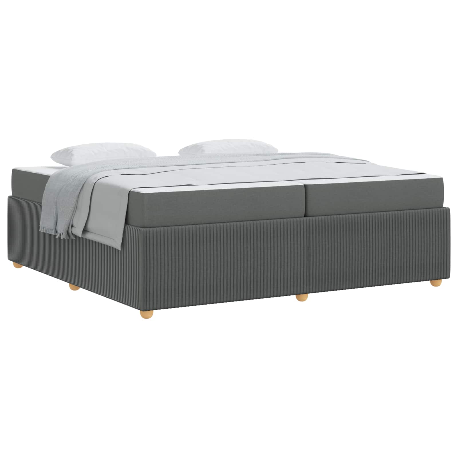 vidaXL Ramka łóżka z materacem Ciemnoszary 200 x 200 cm tkanina