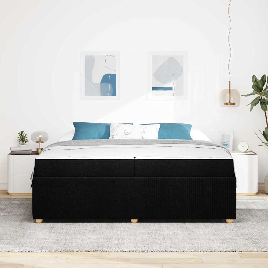 vidaXL Ramka łóżka z materacem Czarny 200 x 200 cm tkanina