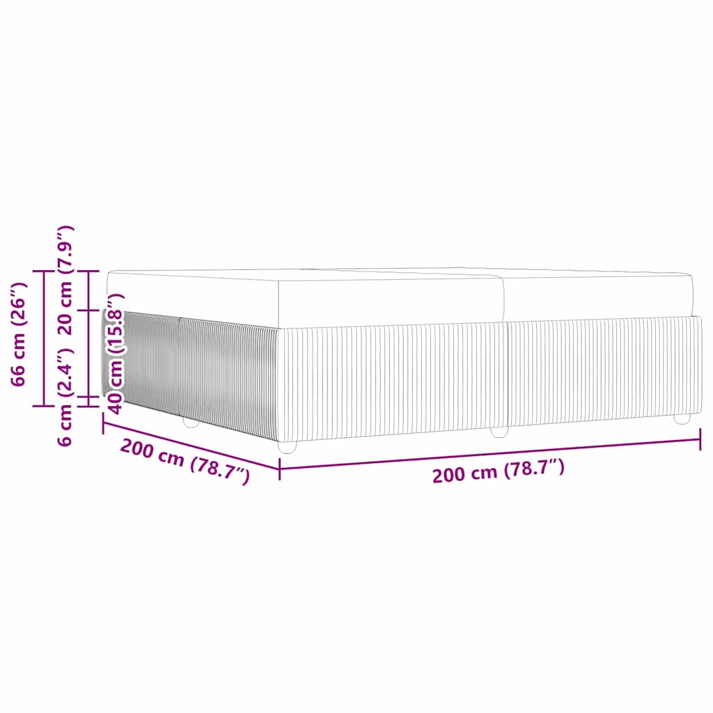 vidaXL Ramka łóżka z materacem Czarny 200 x 200 cm tkanina
