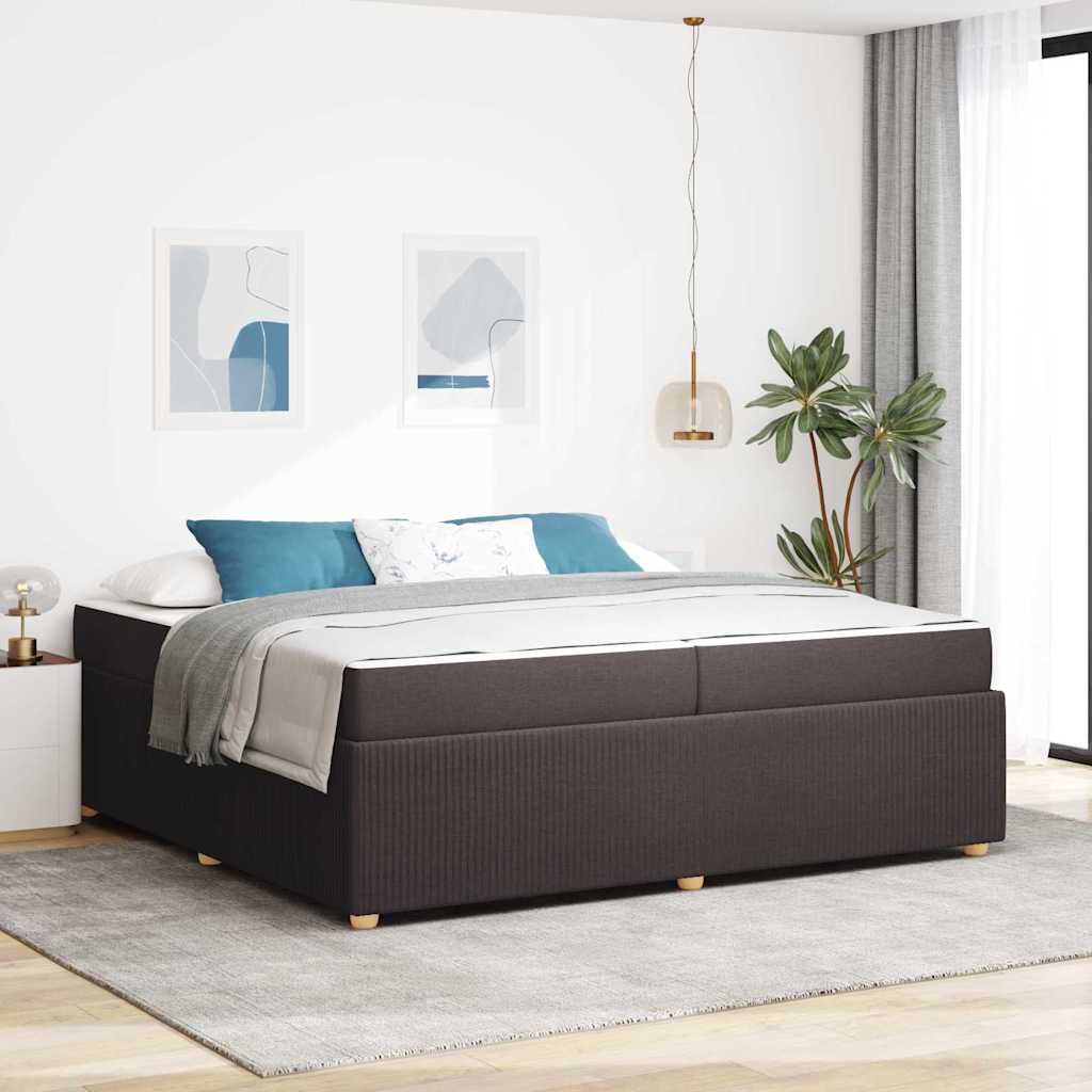 vidaXL Ramka łóżka z materacem Ciemny brąz 200 x 200 cm tkanina