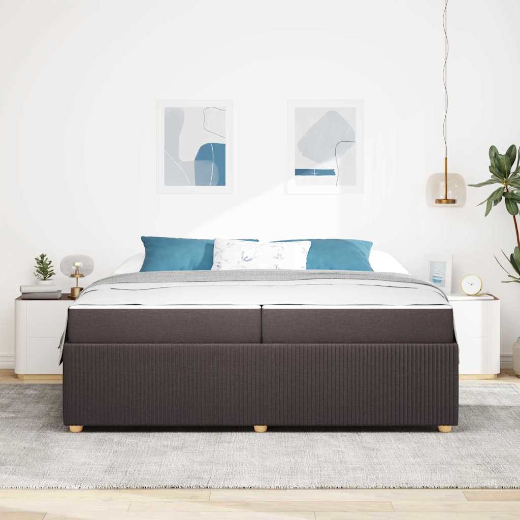 vidaXL Ramka łóżka z materacem Ciemny brąz 200 x 200 cm tkanina