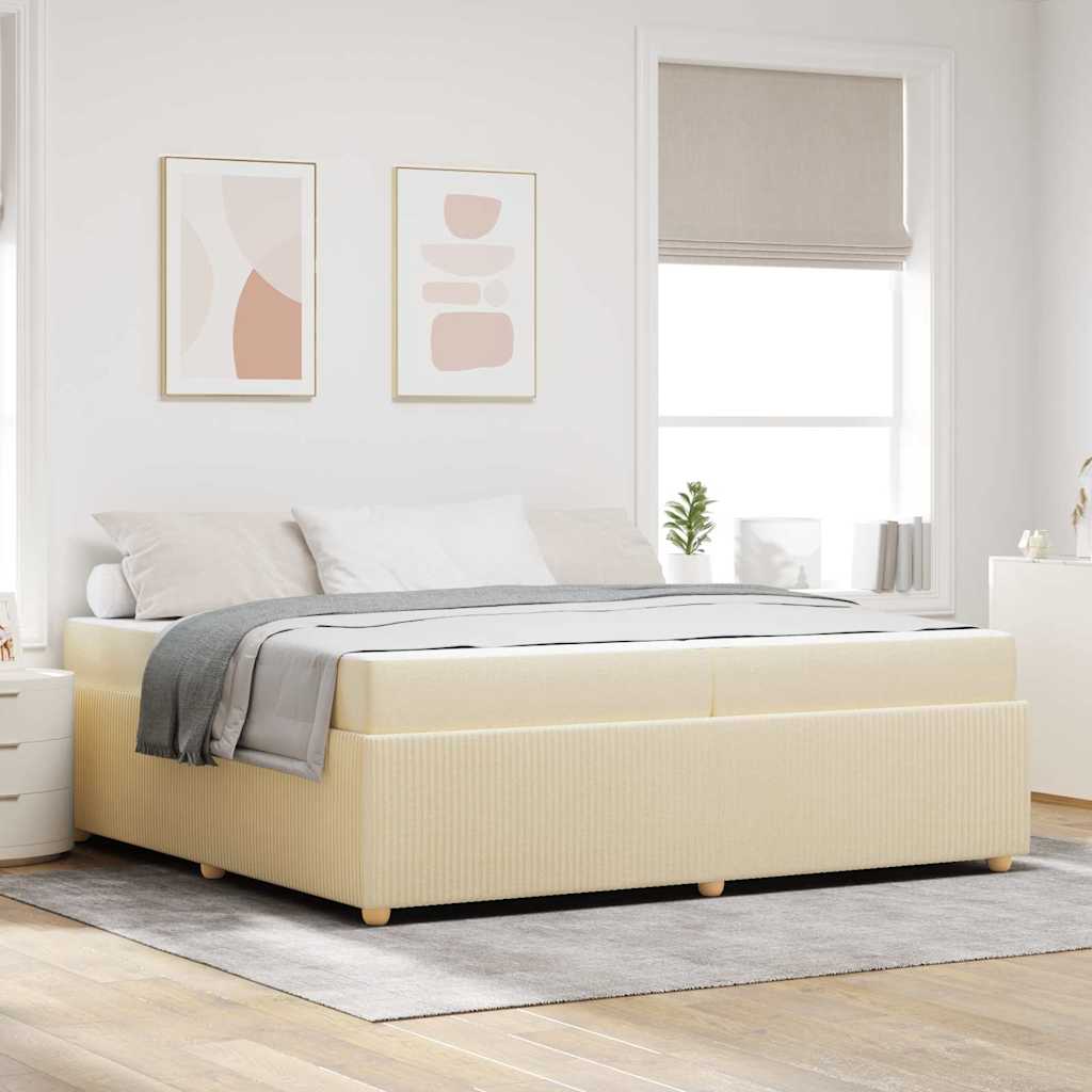 vidaXL Ramka łóżka z materacem Kremowy 200 x 200 cm tkanina