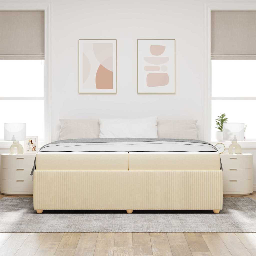 vidaXL Ramka łóżka z materacem Kremowy 200 x 200 cm tkanina