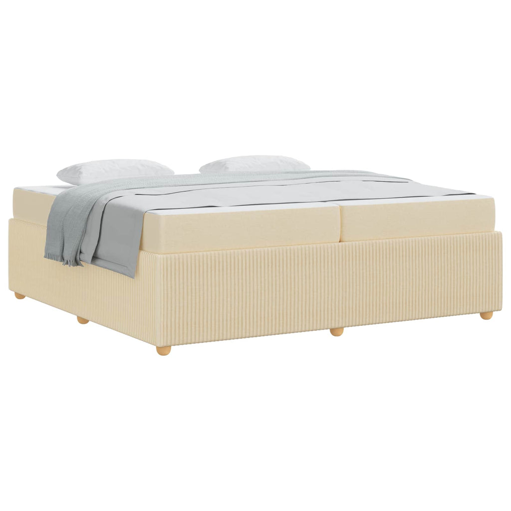 vidaXL Ramka łóżka z materacem Kremowy 200 x 200 cm tkanina