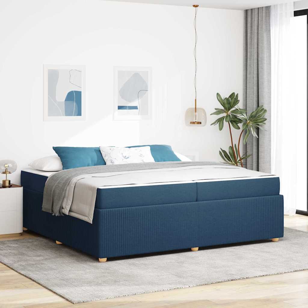 vidaXL Ramka łóżka z materacem Niebieski 200 x 200 cm tkanina