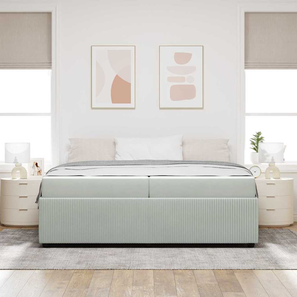 vidaXL Ramka łóżka z materacem Jasnoszary 200 x 200 cm tkanina