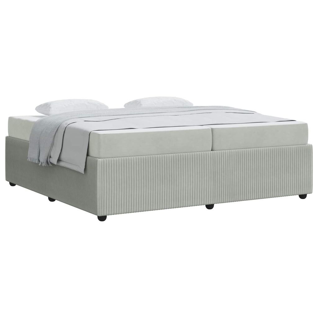 vidaXL Ramka łóżka z materacem Jasnoszary 200 x 200 cm tkanina