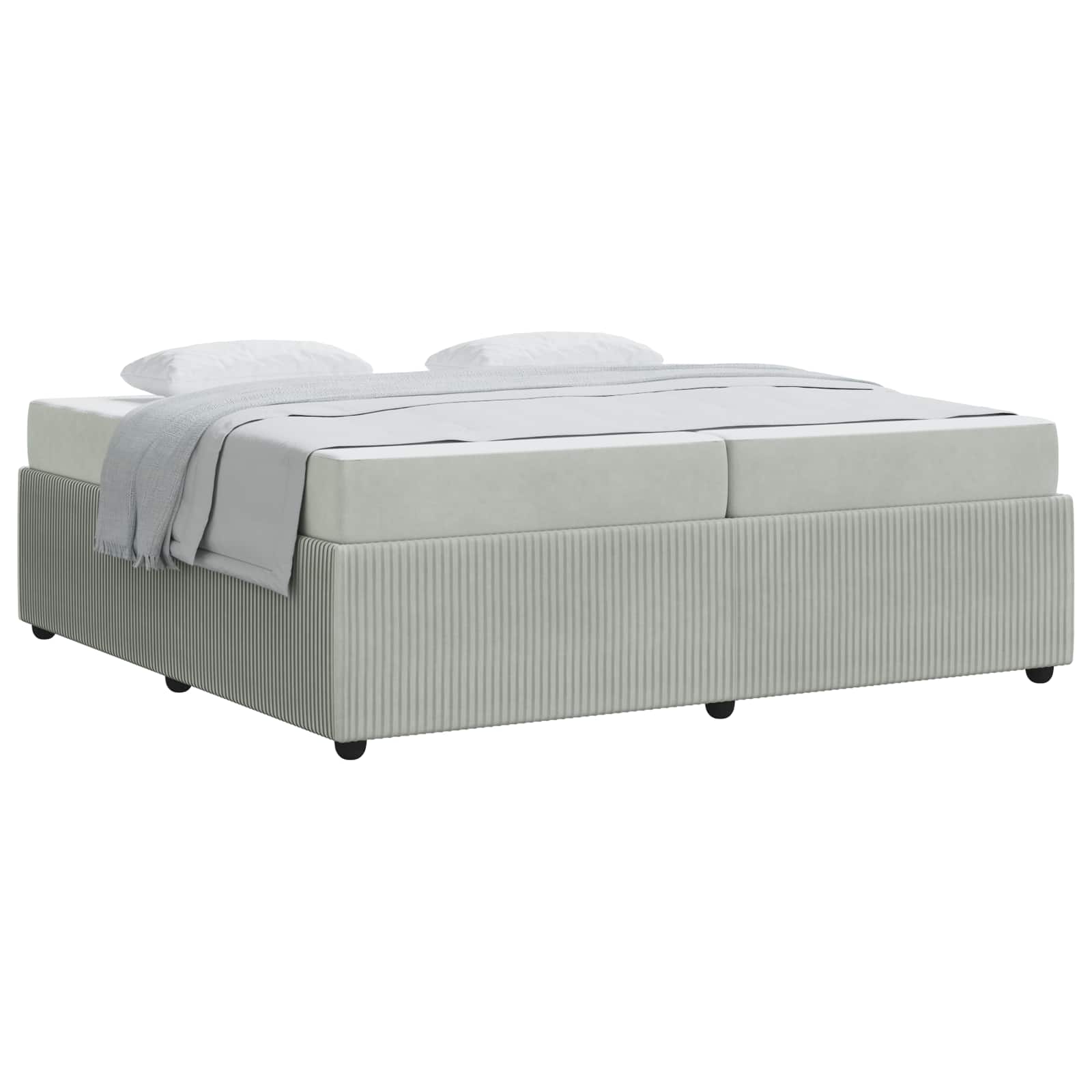 vidaXL Ramka łóżka z materacem Jasnoszary 200 x 200 cm tkanina