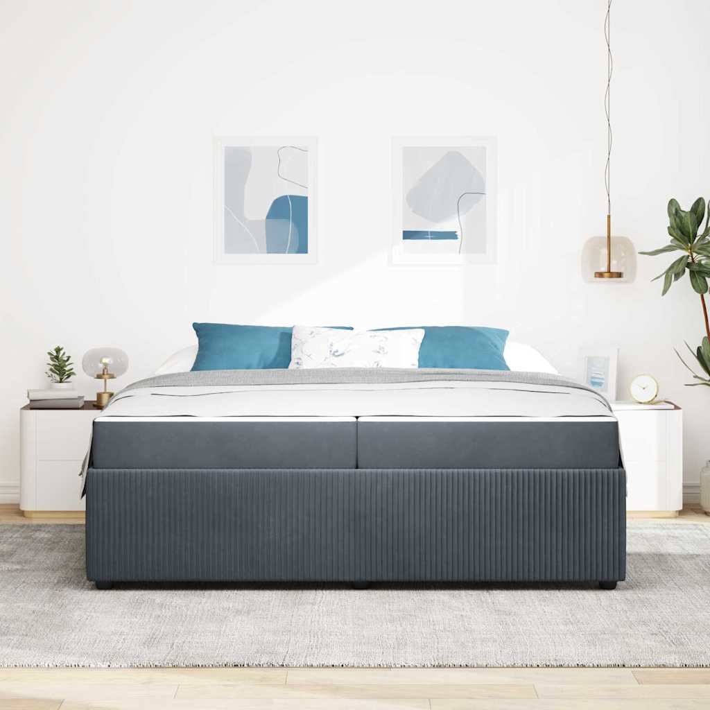 vidaXL Ramka łóżka z materacem Ciemnoszary 200 x 200 cm tkanina