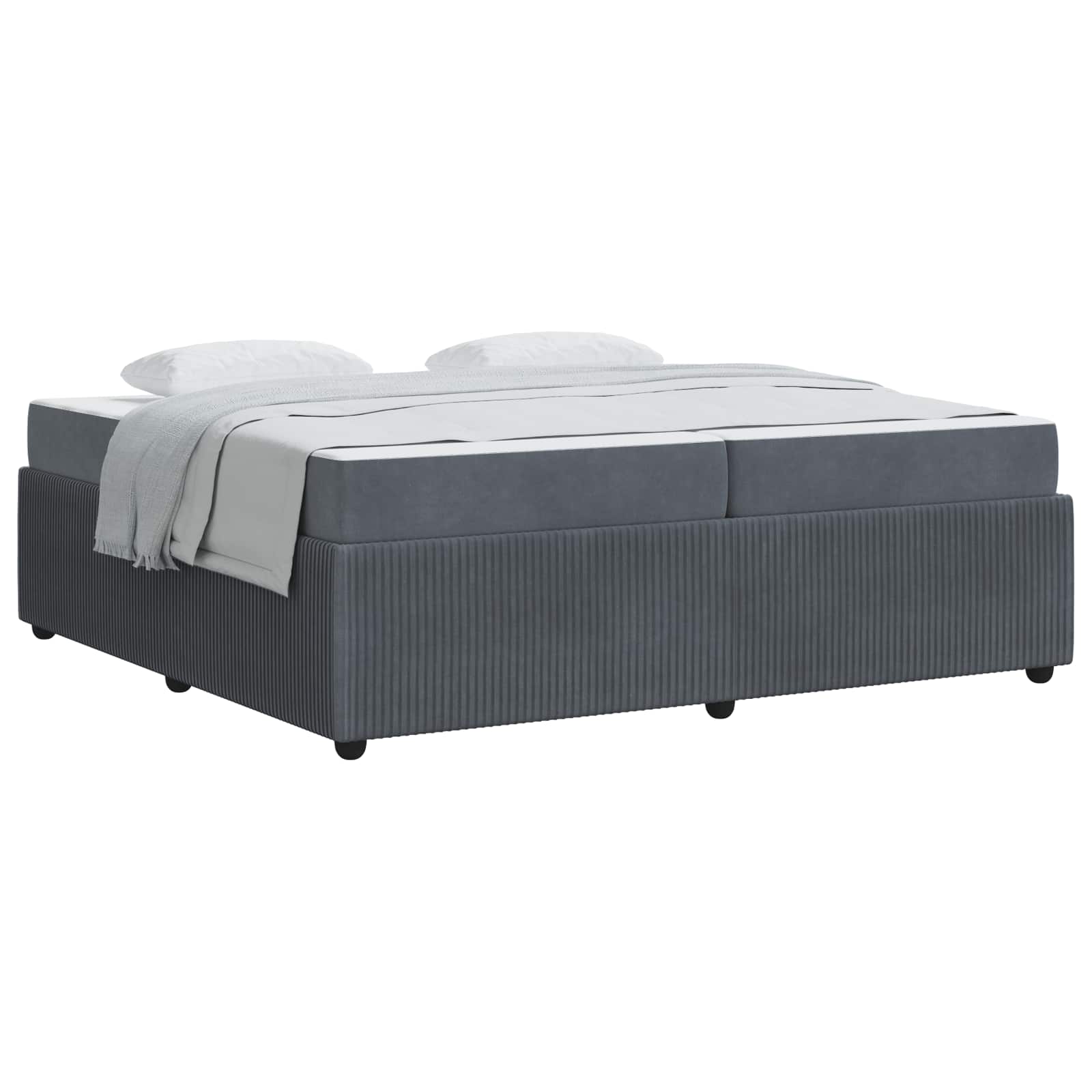 vidaXL Ramka łóżka z materacem Ciemnoszary 200 x 200 cm tkanina