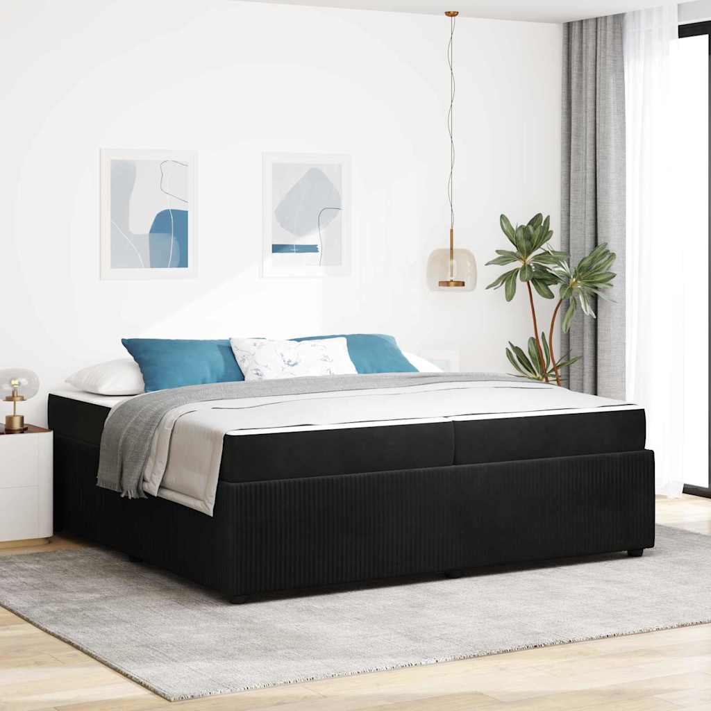 vidaXL Ramka łóżka z materacem Czarny 200 x 200 cm tkanina