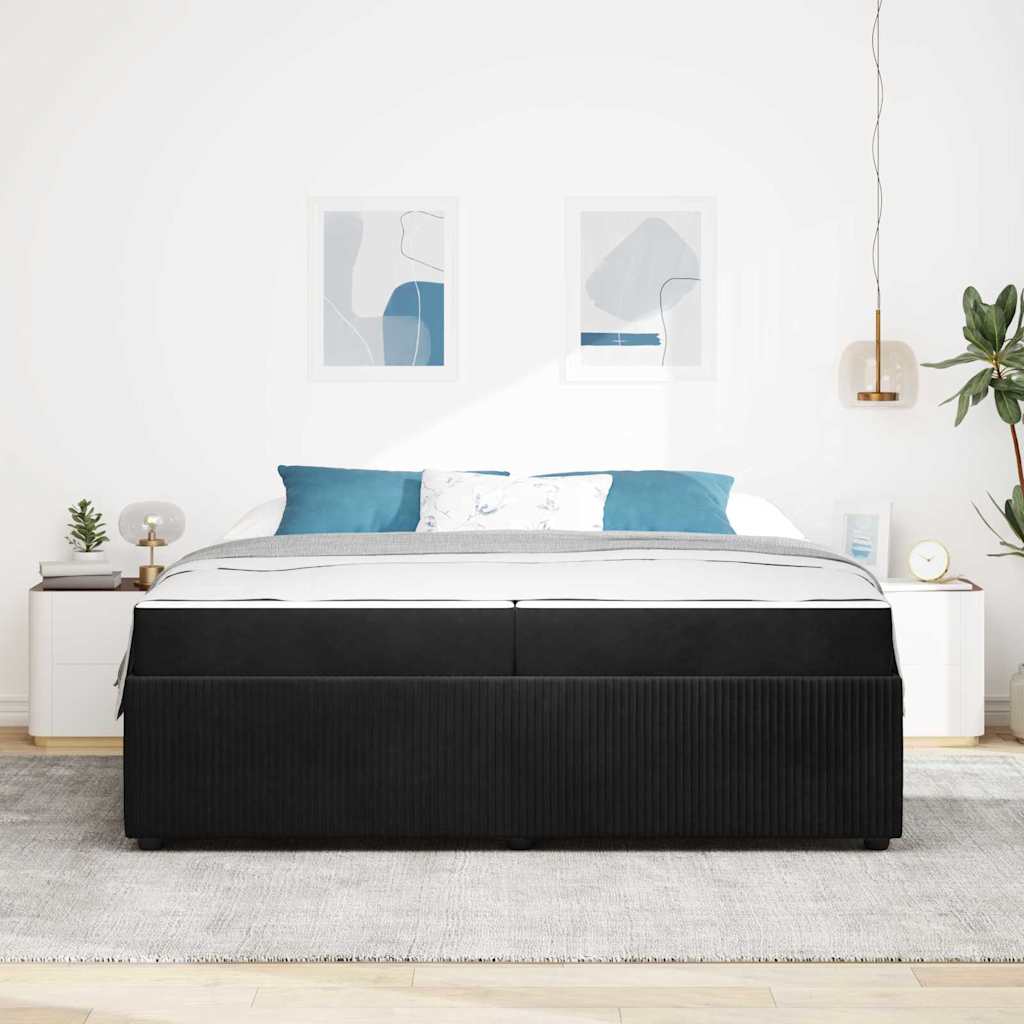 vidaXL Ramka łóżka z materacem Czarny 200 x 200 cm tkanina