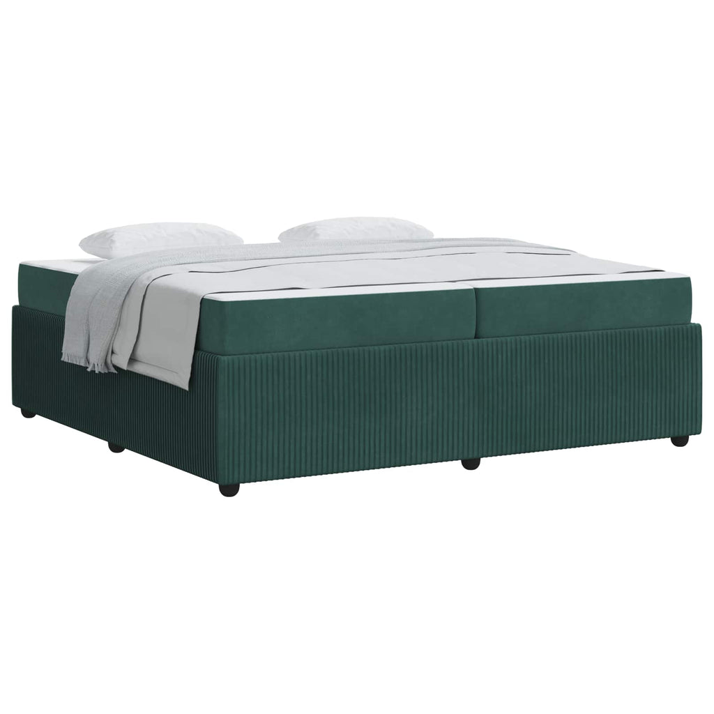 vidaXL Ramka łóżka z materacem Ciemna zieleń 200 x 200 cm tkanina