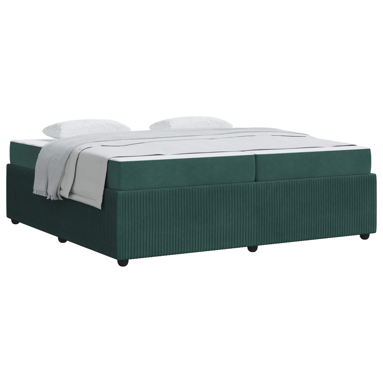 vidaXL Ramka łóżka z materacem Ciemna zieleń 200 x 200 cm tkanina