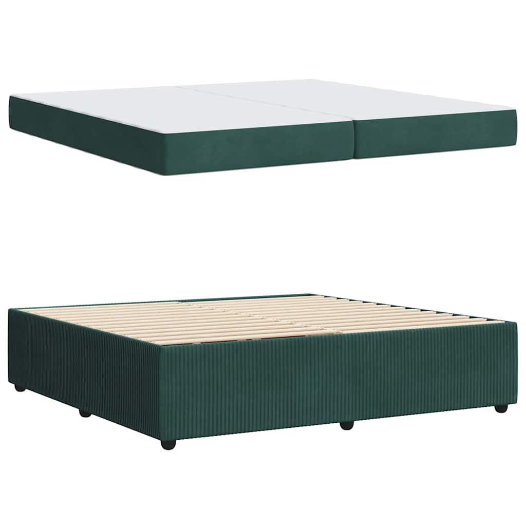 vidaXL Ramka łóżka z materacem Ciemna zieleń 200 x 200 cm tkanina