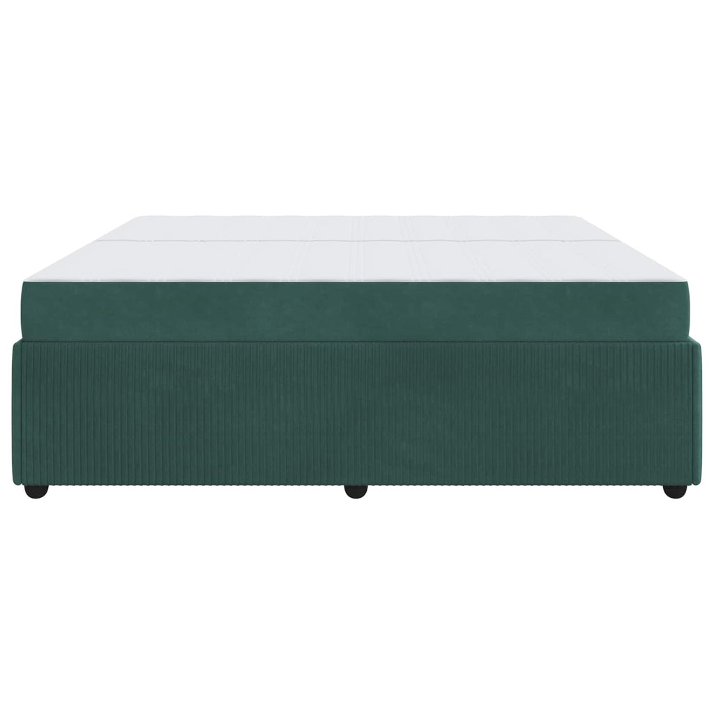 vidaXL Ramka łóżka z materacem Ciemna zieleń 200 x 200 cm tkanina