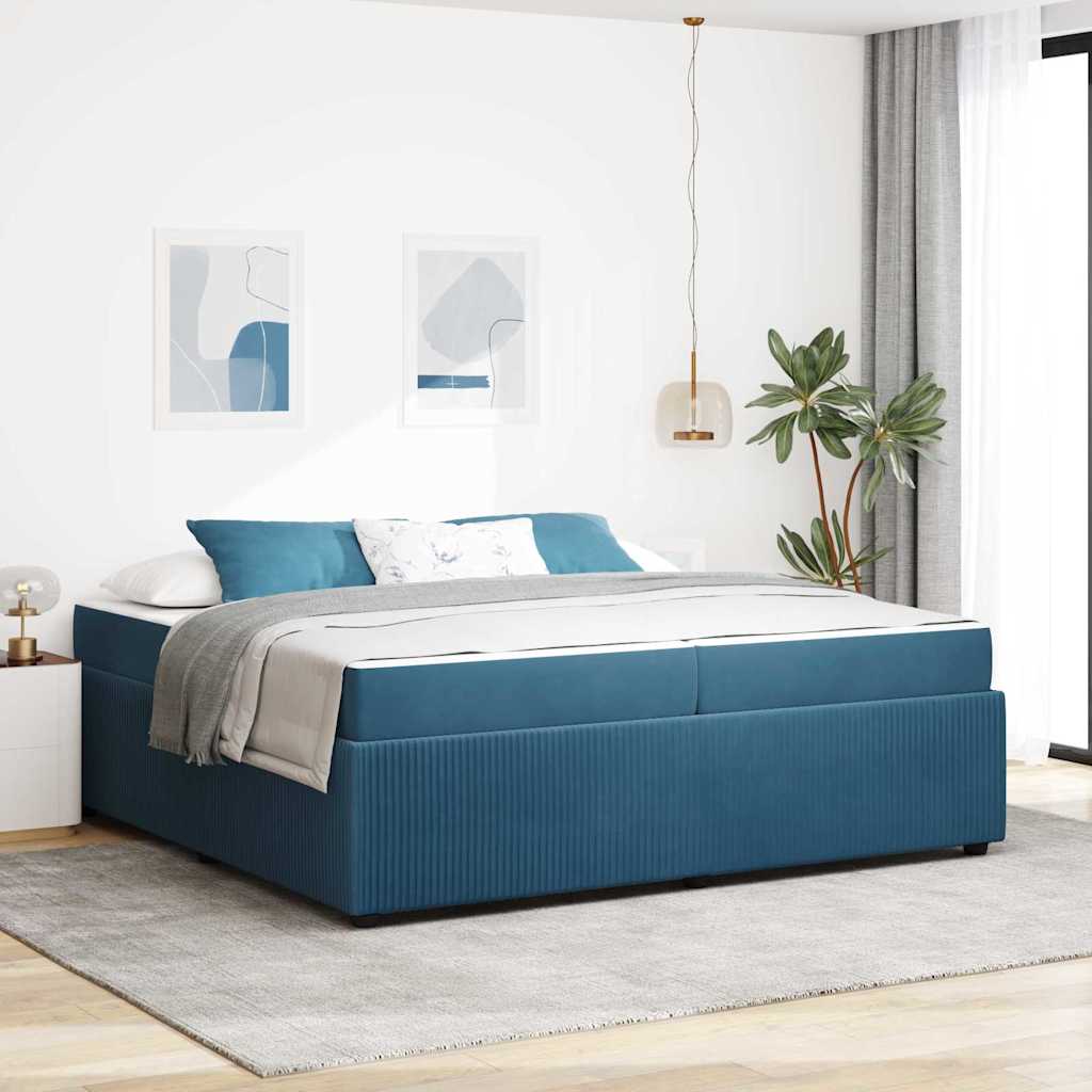 vidaXL Ramka łóżka z materacem Niebieski 200 x 200 cm tkanina