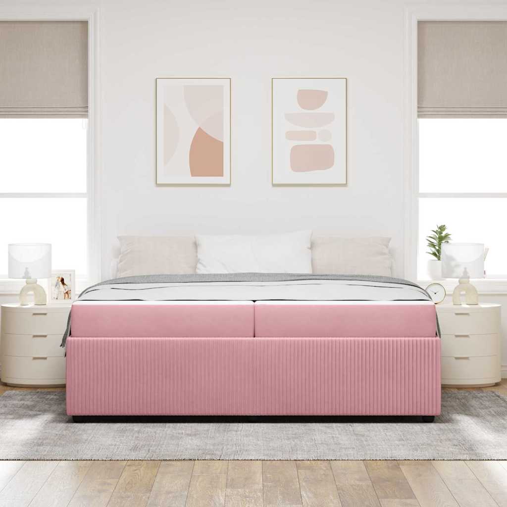 vidaXL Ramka łóżka z materacem Różowy 200 x 200 cm tkanina