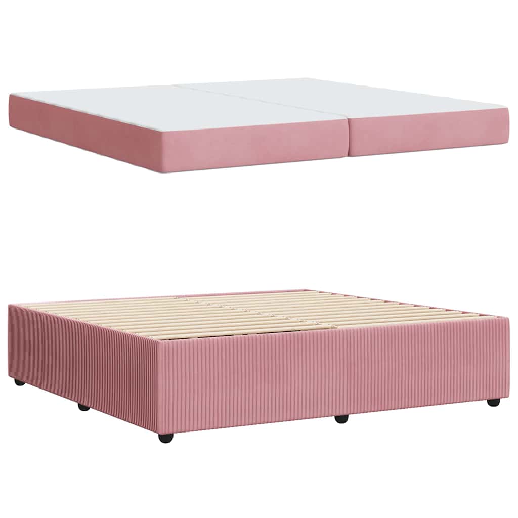 vidaXL Ramka łóżka z materacem Różowy 200 x 200 cm tkanina