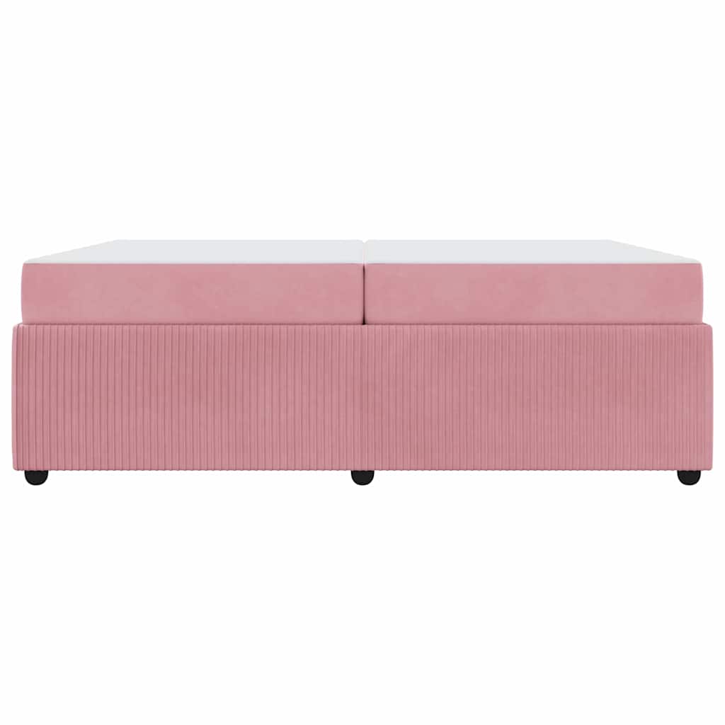 vidaXL Ramka łóżka z materacem Różowy 200 x 200 cm tkanina