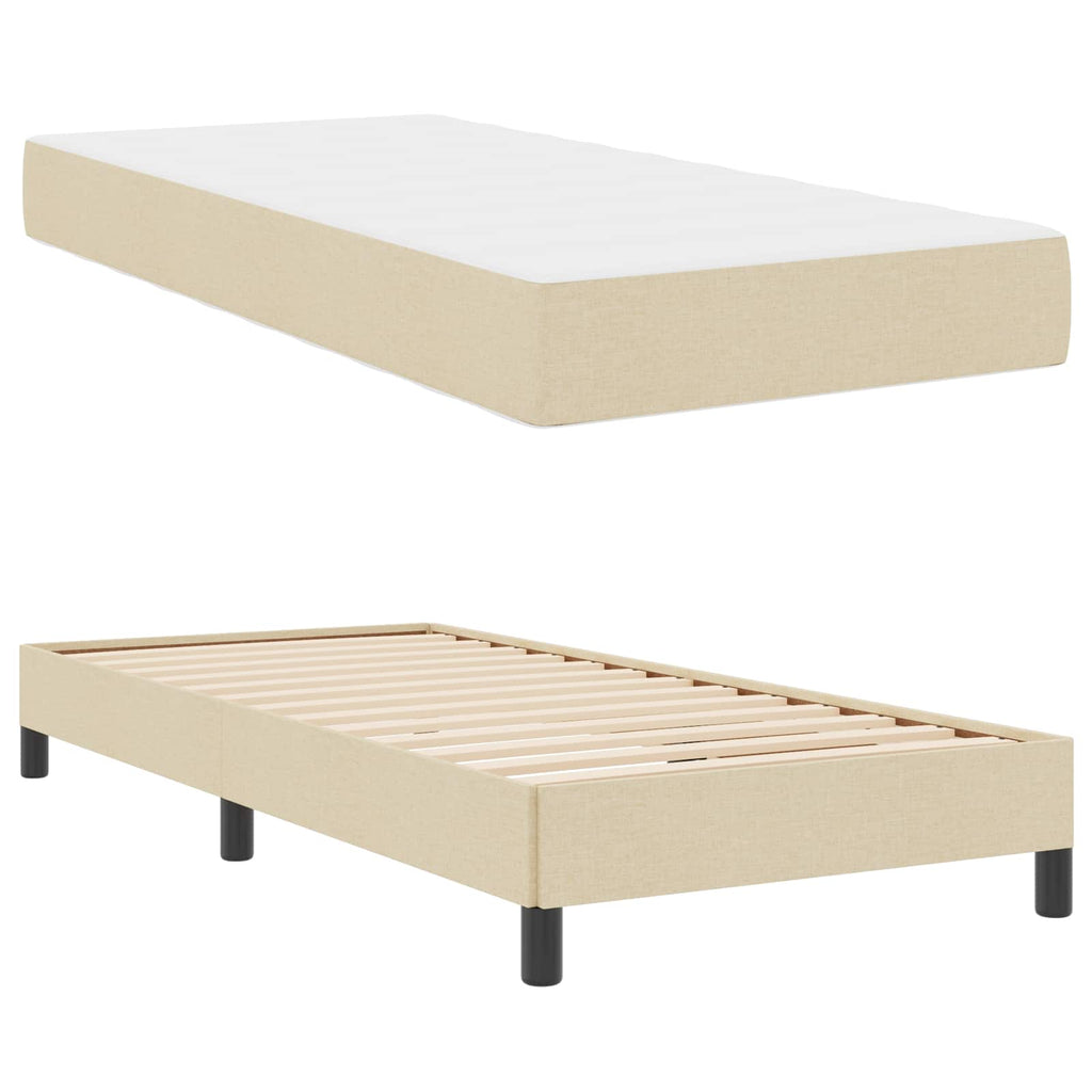 vidaXL Łóżko sprężynowe z materacem Kremowy 80 x 200 cm tkanina