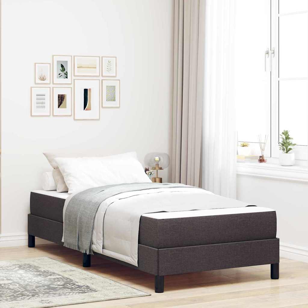 vidaXL Łóżko sprężynowe z materacem Ciemny brąz 100 x 200 cm tkanina