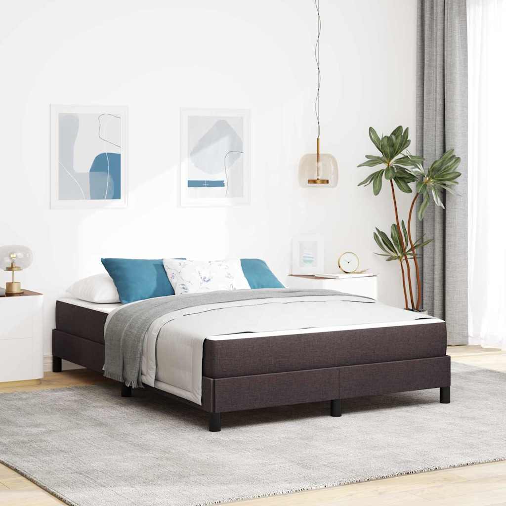 vidaXL Łóżko sprężynowe z materacem Ciemny brąz 140 x 190 cm tkanina