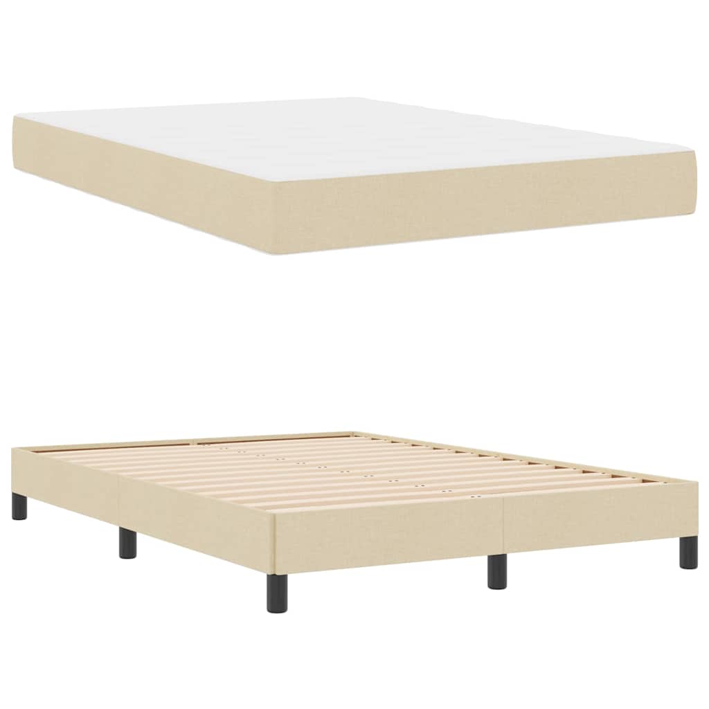 vidaXL Łóżko sprężynowe z materacem Kremowy 140 x 190 cm tkanina