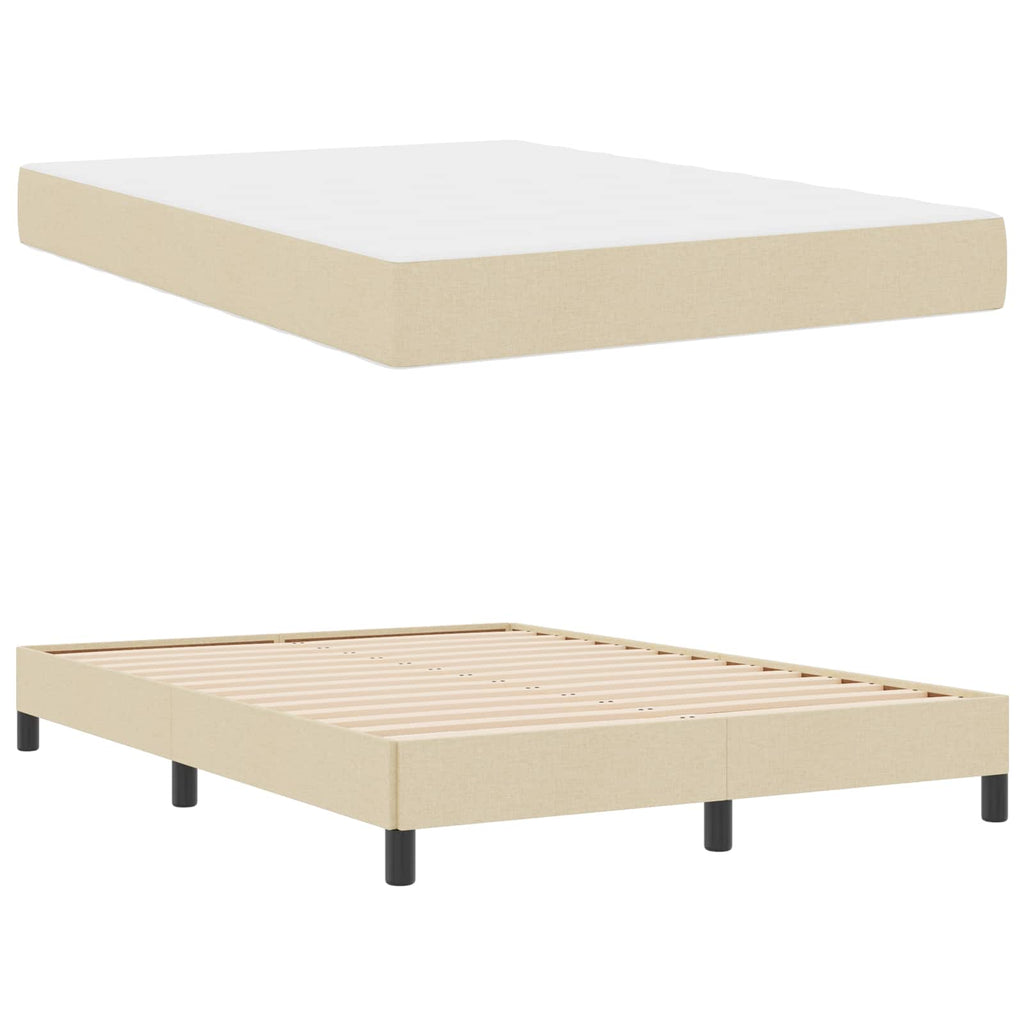 vidaXL Łóżko sprężynowe z materacem Kremowy 140 x 190 cm tkanina