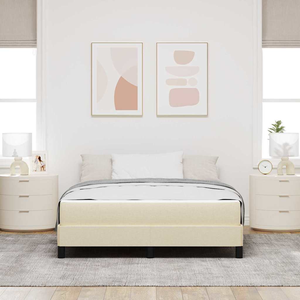 vidaXL Łóżko sprężynowe z materacem Kremowy 160 x 200 cm tkanina