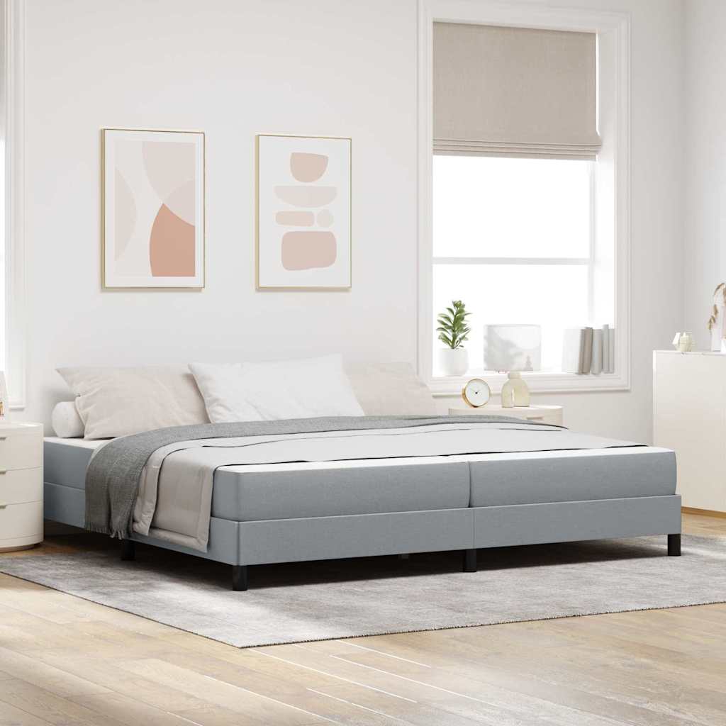 vidaXL Łóżko sprężynowe z materacem Jasnoszary 200 x 200 cm tkanina