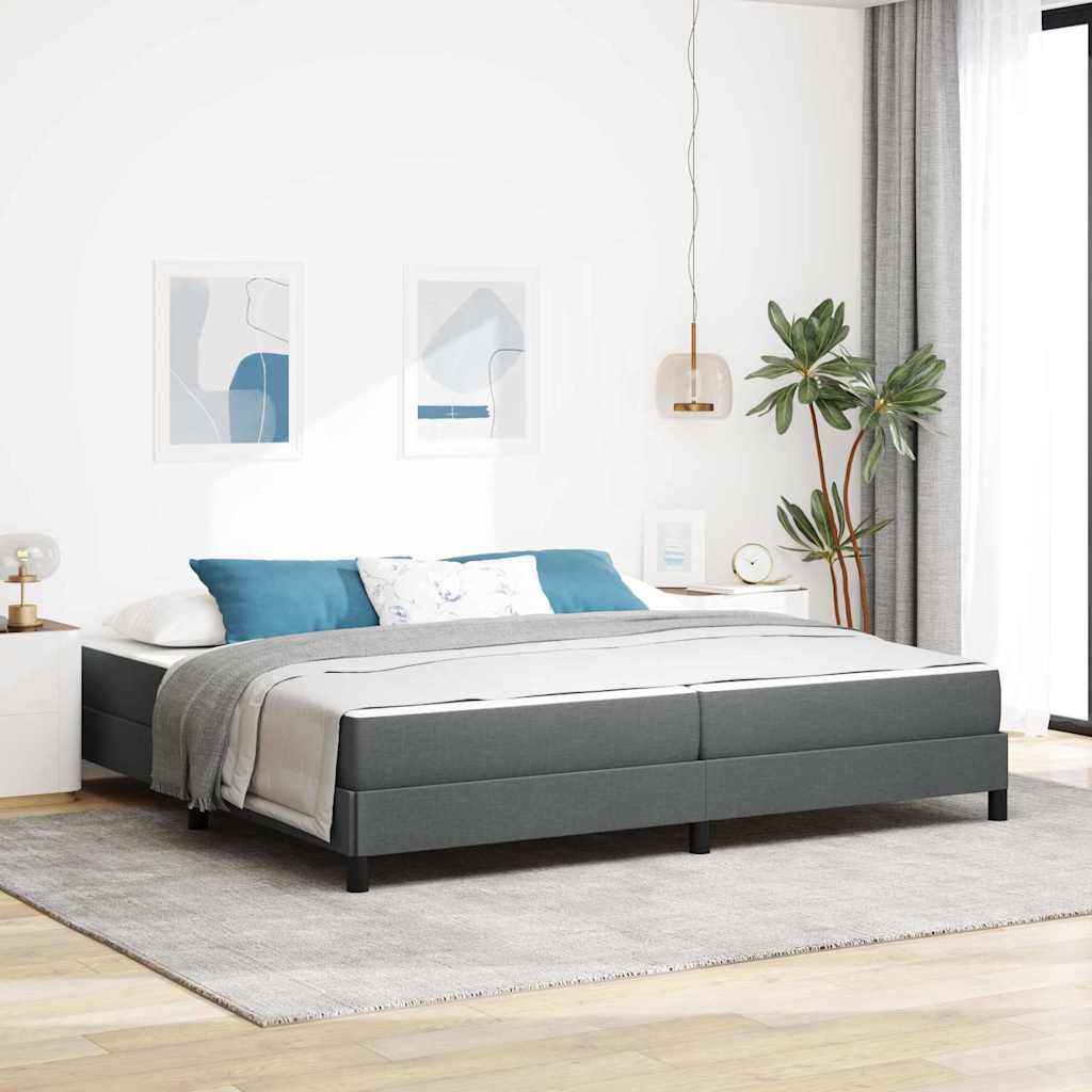 vidaXL Łóżko sprężynowe z materacem Ciemnoszary 200 x 200 cm tkanina