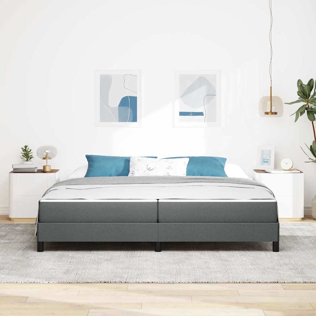 vidaXL Łóżko sprężynowe z materacem Ciemnoszary 200 x 200 cm tkanina