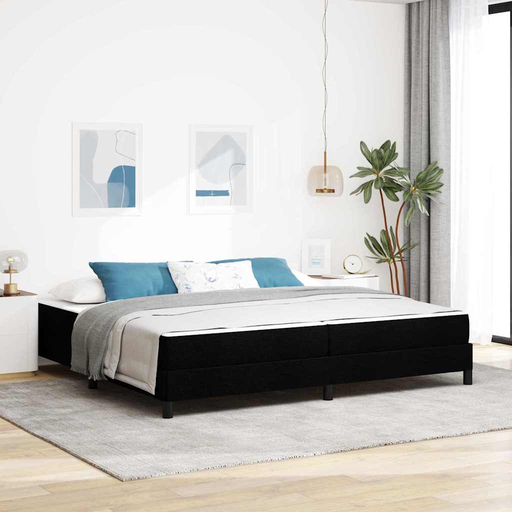 vidaXL Łóżko sprężynowe z materacem Czarny 200 x 200 cm tkanina