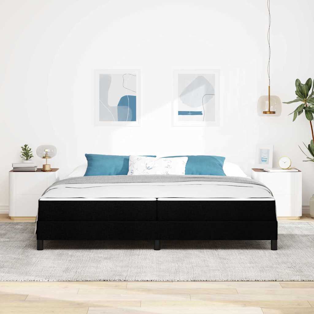 vidaXL Łóżko sprężynowe z materacem Czarny 200 x 200 cm tkanina