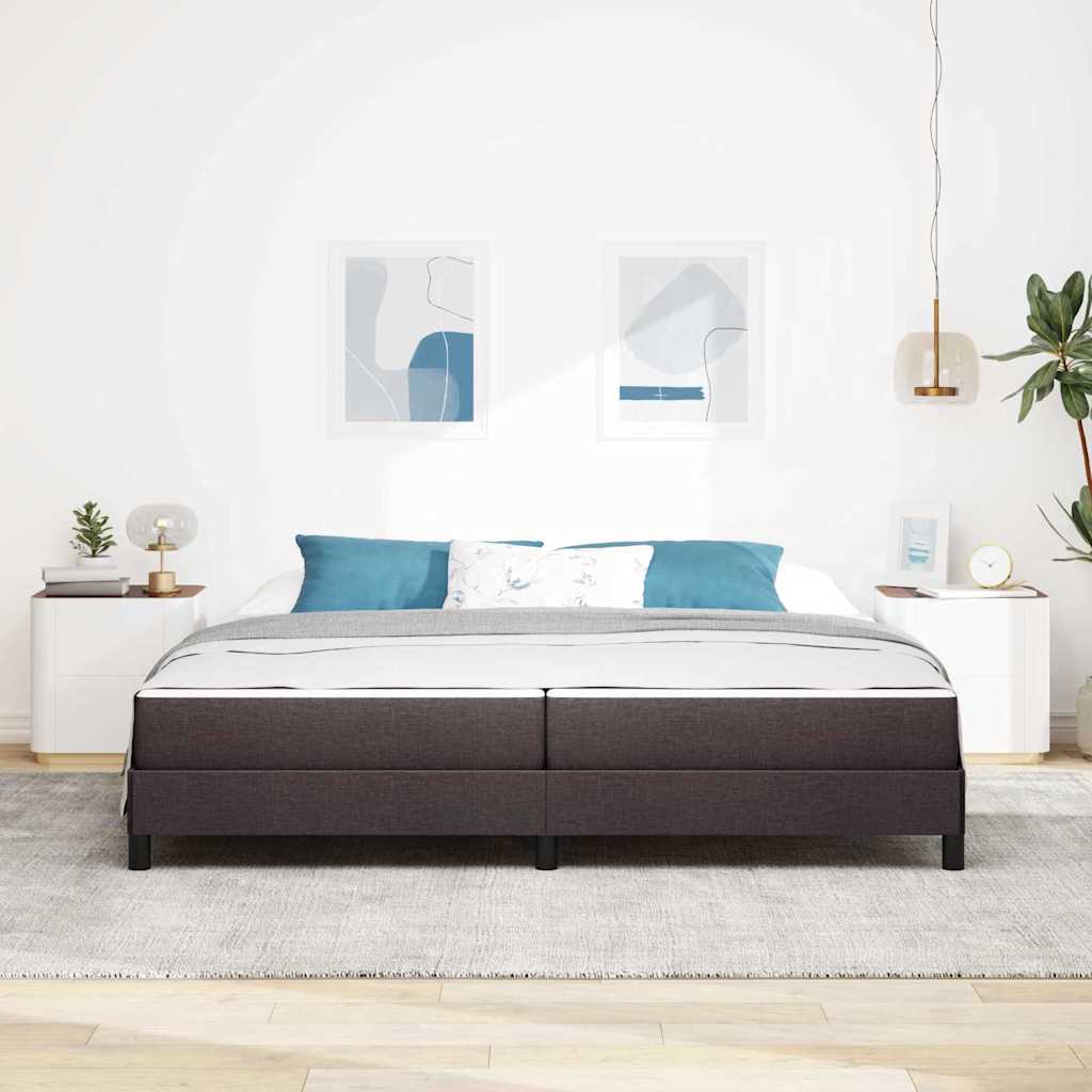 vidaXL Łóżko sprężynowe z materacem Ciemny brąz 200 x 200 cm tkanina