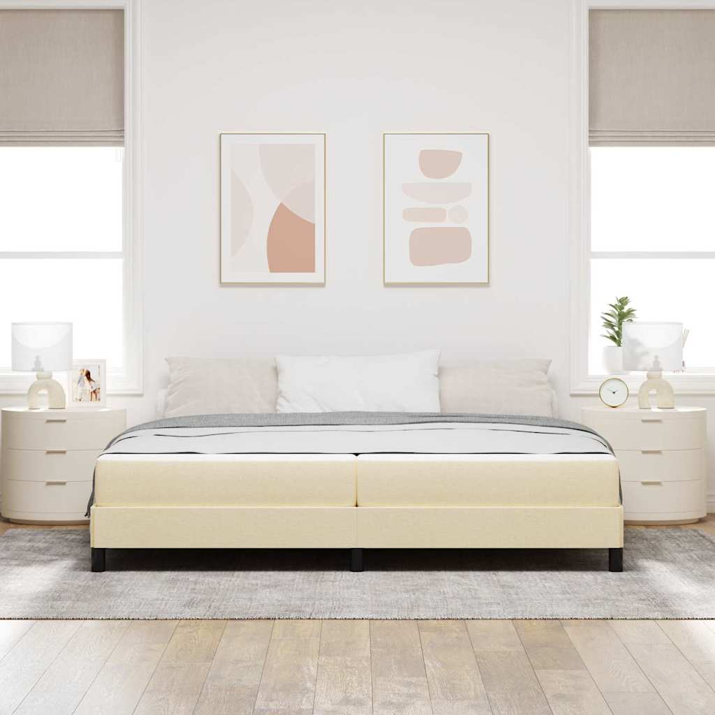 vidaXL Łóżko sprężynowe z materacem Kremowy 200 x 200 cm tkanina