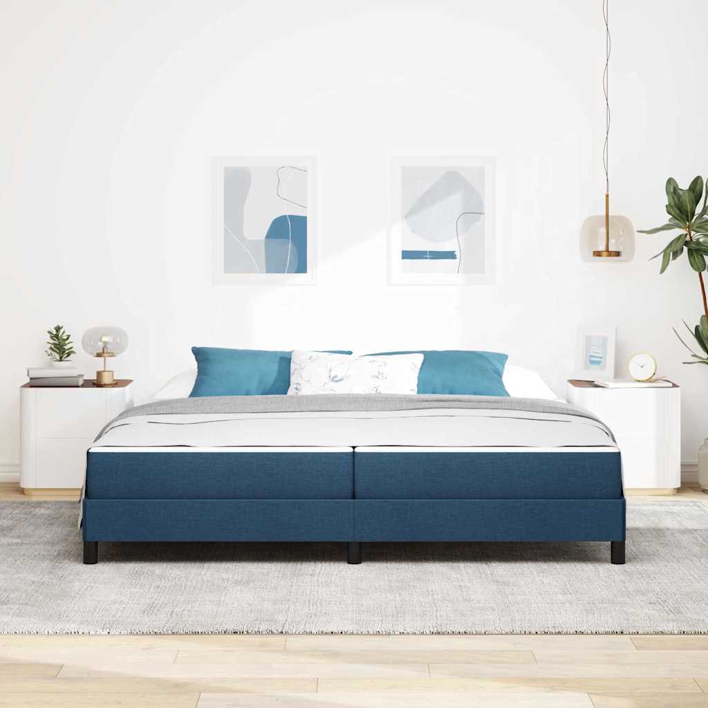 vidaXL Łóżko sprężynowe z materacem Niebieski 200 x 200 cm tkanina