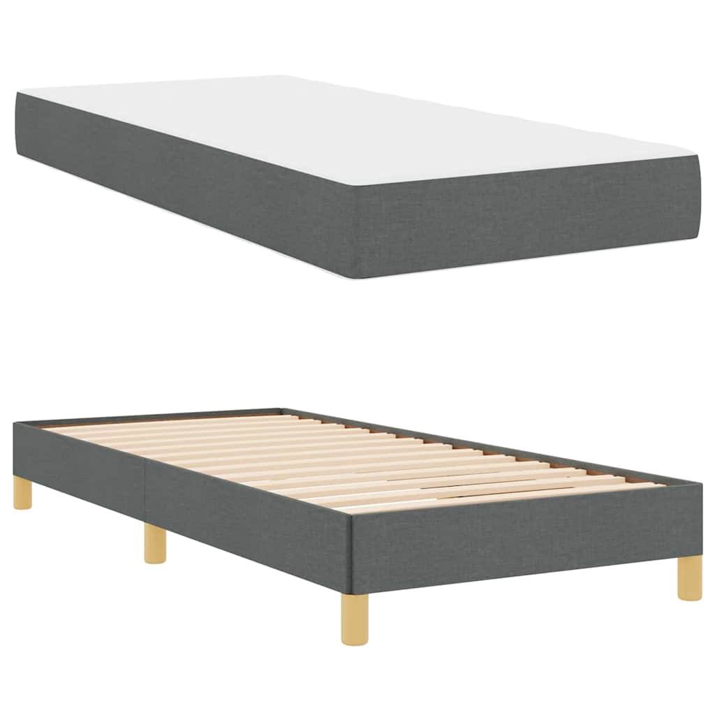 vidaXL Łóżko sprężynowe z materacem Ciemnoszary 90 x 200 cm tkanina