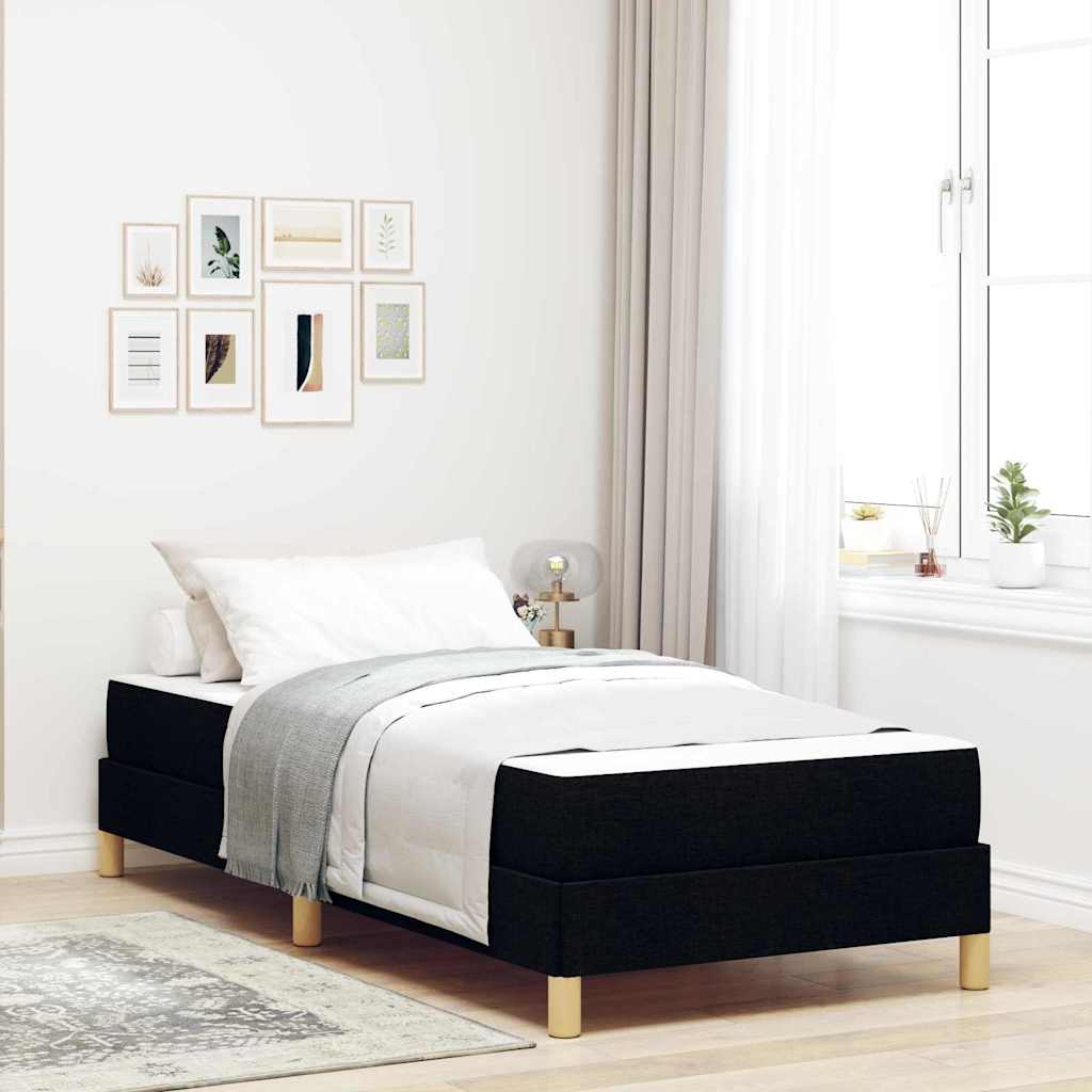 vidaXL Łóżko sprężynowe z materacem Czarny 90 x 200 cm tkanina