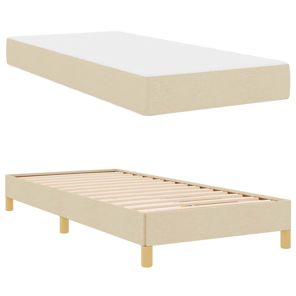 vidaXL Łóżko sprężynowe z materacem Kremowy 90 x 200 cm tkanina