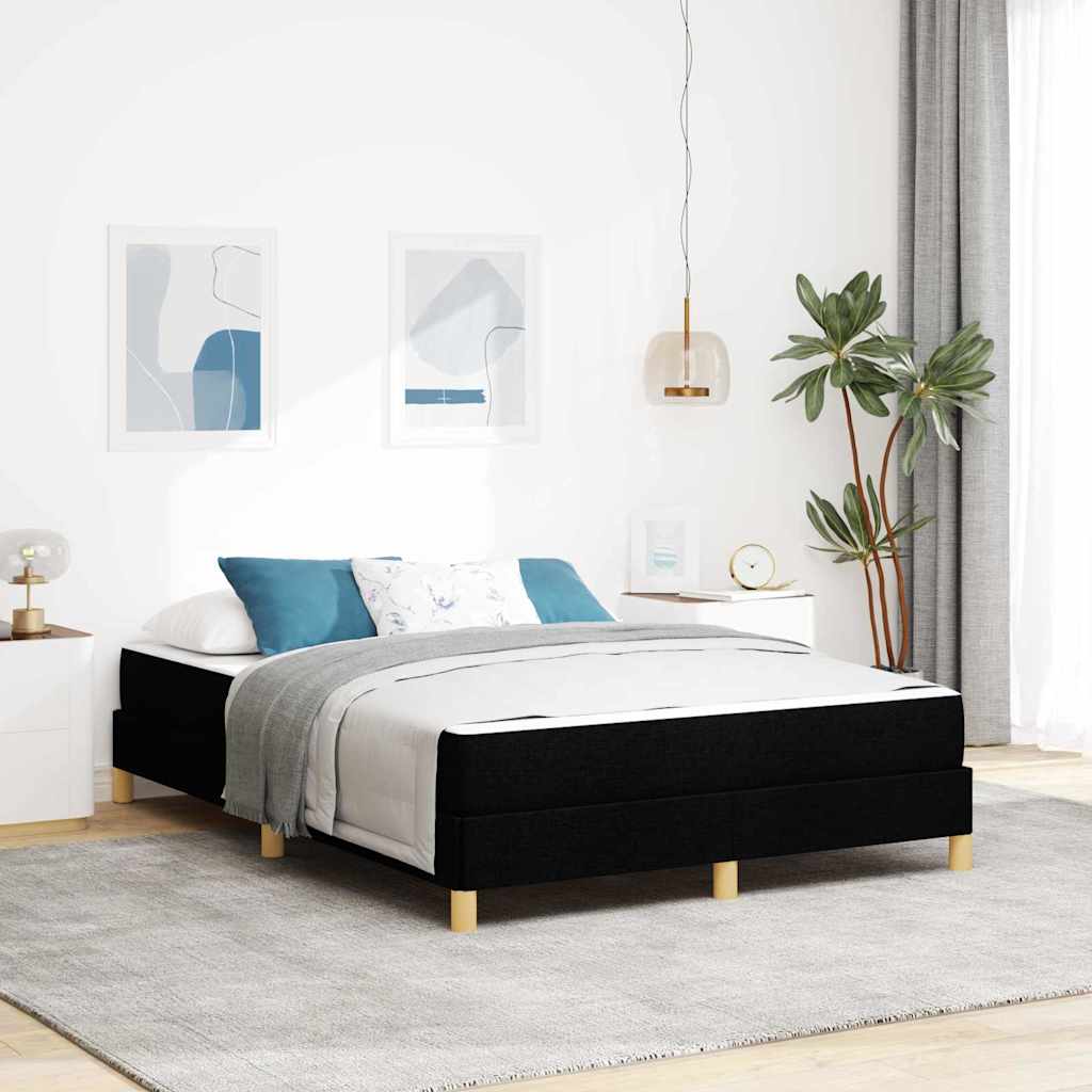 vidaXL Łóżko sprężynowe z materacem Czarny 140 x 190 cm tkanina