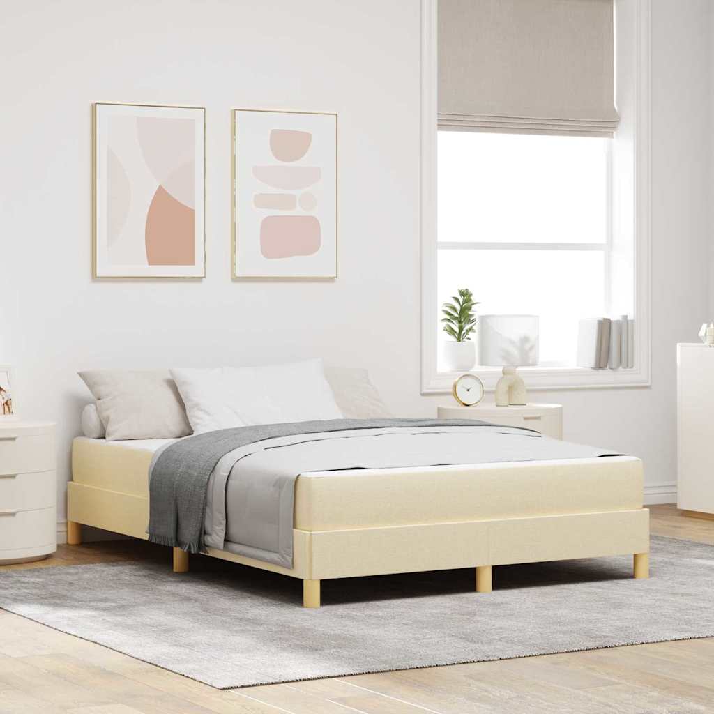 vidaXL Łóżko sprężynowe z materacem Kremowy 140 x 190 cm tkanina