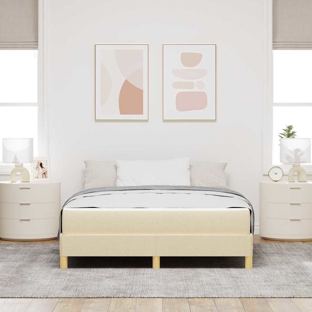 vidaXL Łóżko sprężynowe z materacem Kremowy 140 x 190 cm tkanina