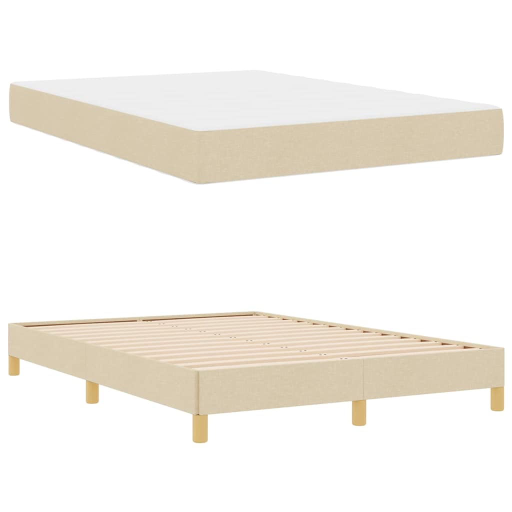 vidaXL Łóżko sprężynowe z materacem Kremowy 140 x 190 cm tkanina