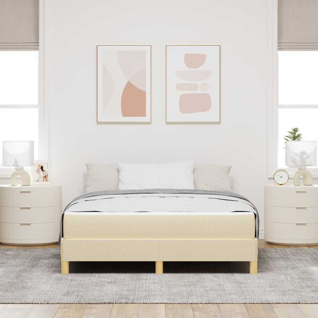 vidaXL Łóżko sprężynowe z materacem Kremowy 160 x 200 cm tkanina