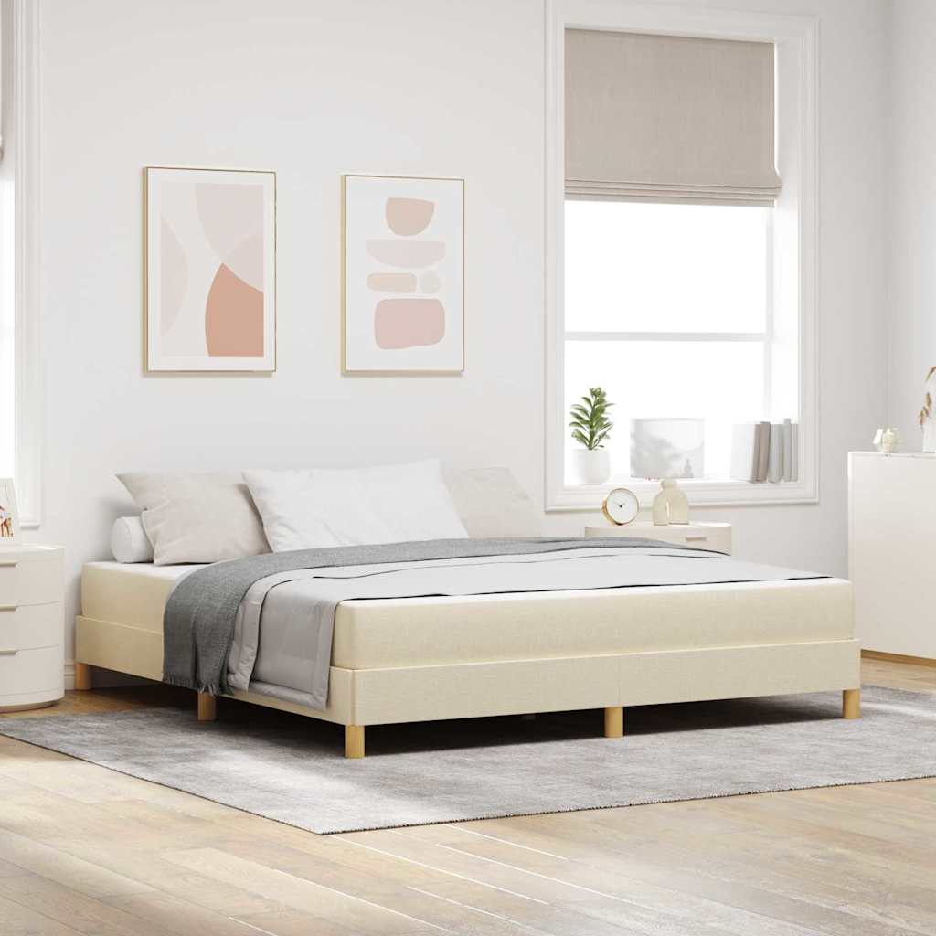 vidaXL Łóżko sprężynowe z materacem Kremowy 180 x 200 cm tkanina